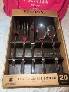 Brandani Italy Flatware Set Botero Stainless Steel 20 Pieces Italy NIB